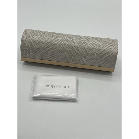 Jimmy Choo Ivory Snakeskin Hardshell Sunglasses Eyeglass Medium Case with Cloth - Picture 2 of 6
